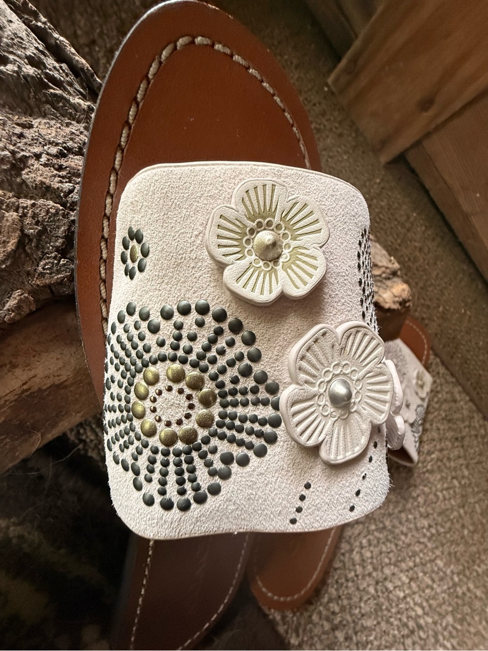 Coach Slide Sandals with Tea Rose Rivets - Picture 8 of 15